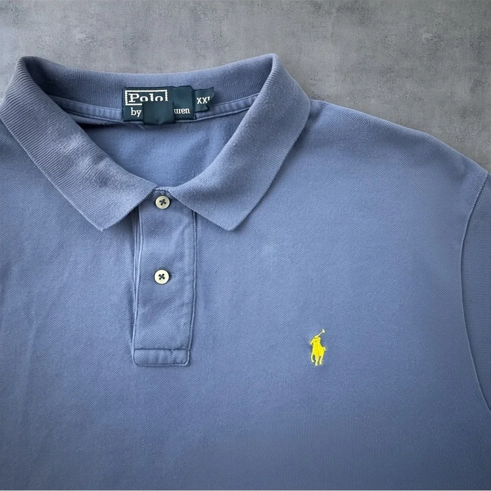 Polo Ralph Lauren Short Sleeve Polo Shirt XXL Blue Pique Knit Pony Logo Preppy